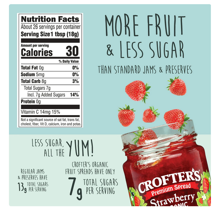 Crofters Organic Strawberry Premium Fruit Spread, 16.5 oz