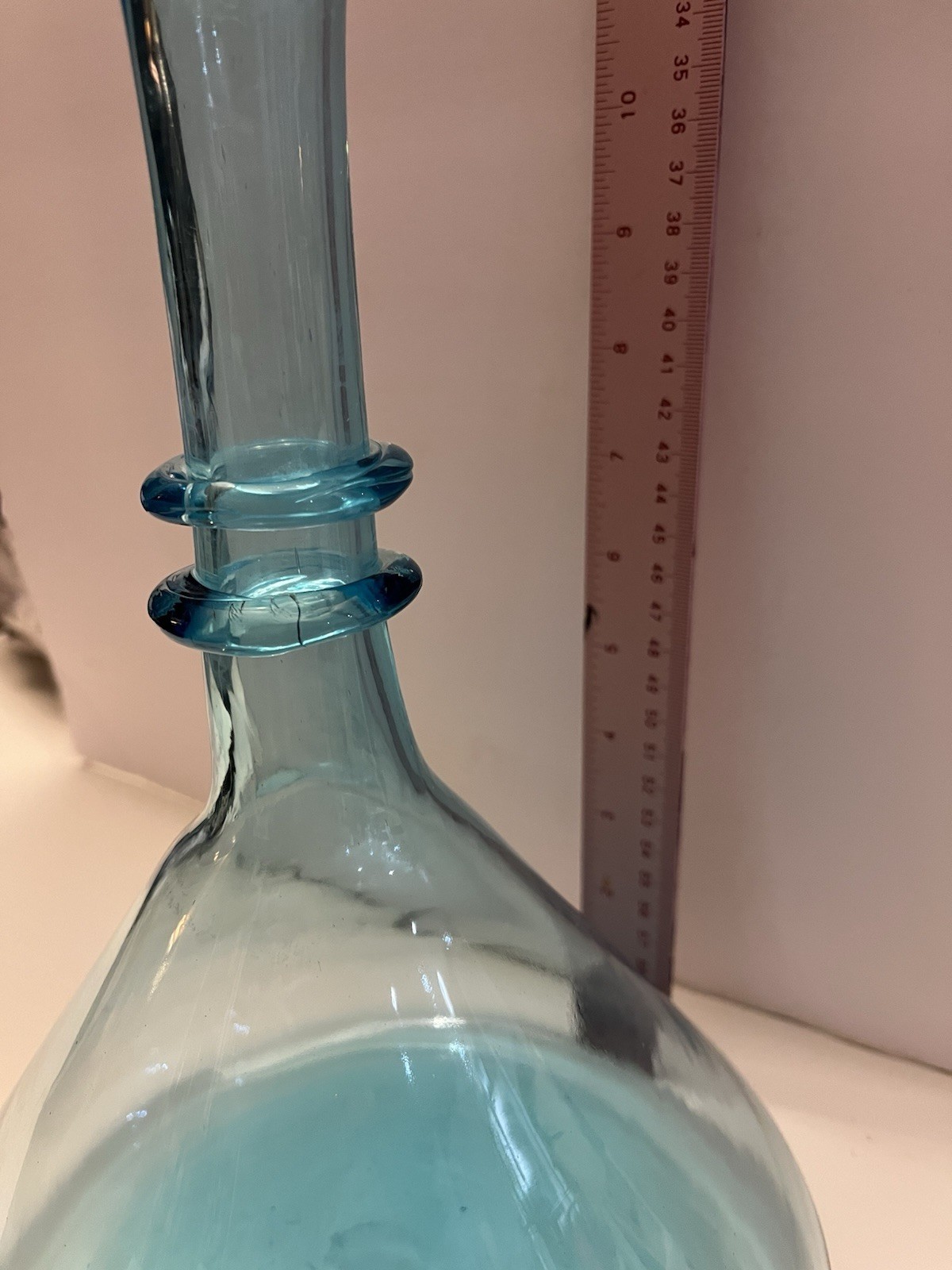 Vintage MCM Italian Aqua Empoli Glass Bottle 11x8 Without Stopper