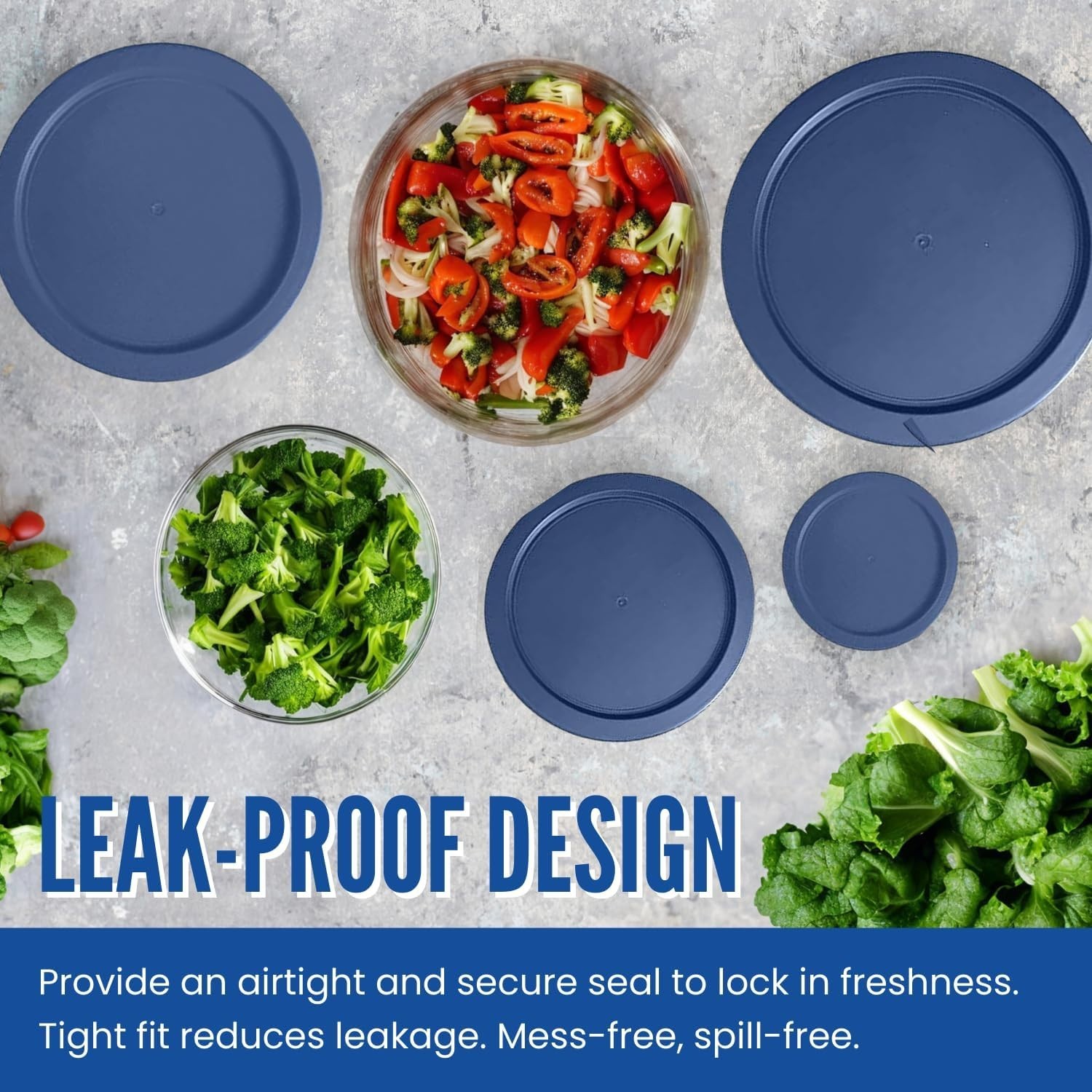 Replacement Lids for Pyrex Glass Containers 1-Cup 2-Cup 4-Cup 7 Cup Round 9pcs