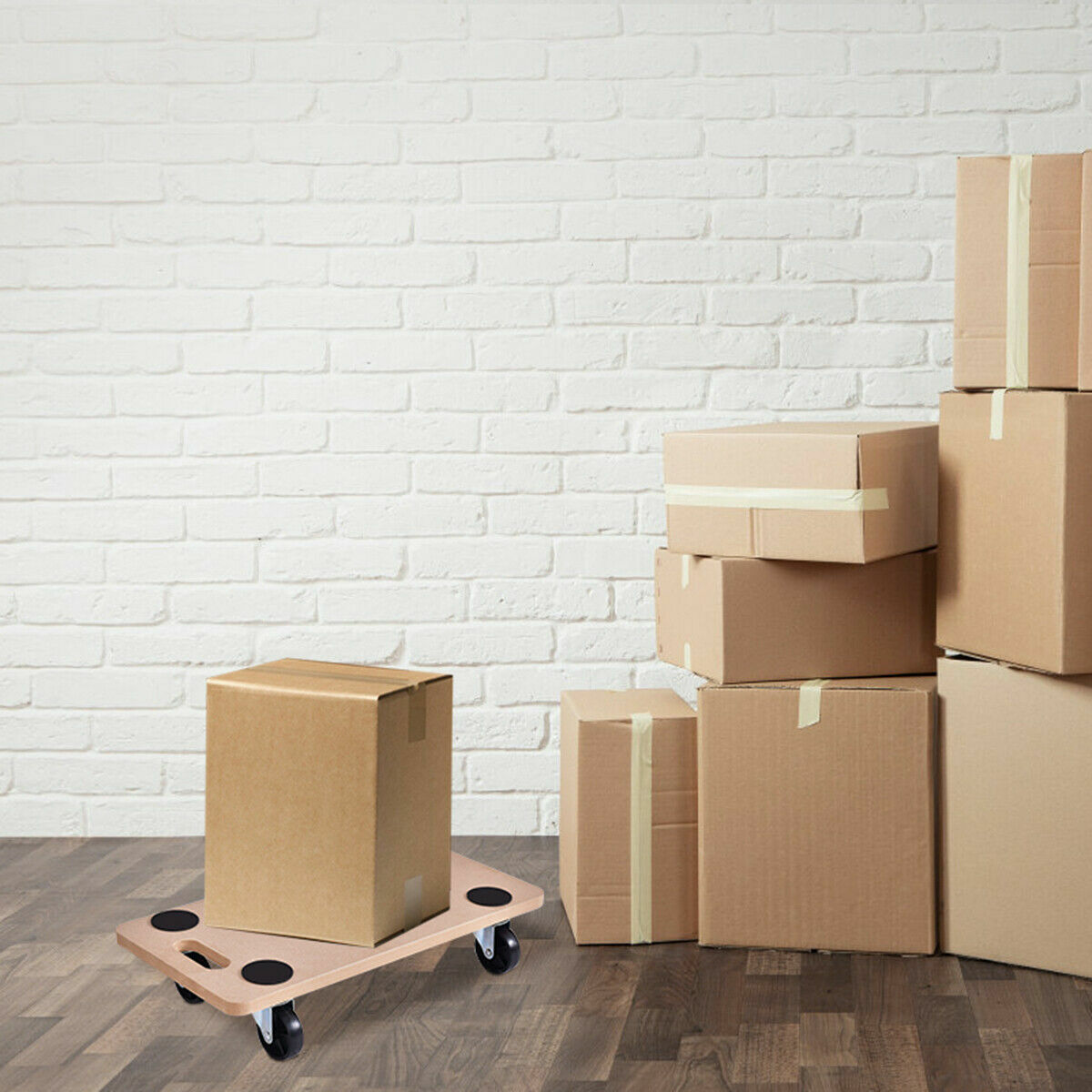 440lbs Platform Dolly Rectangle Wood Utility Cart Wheeled