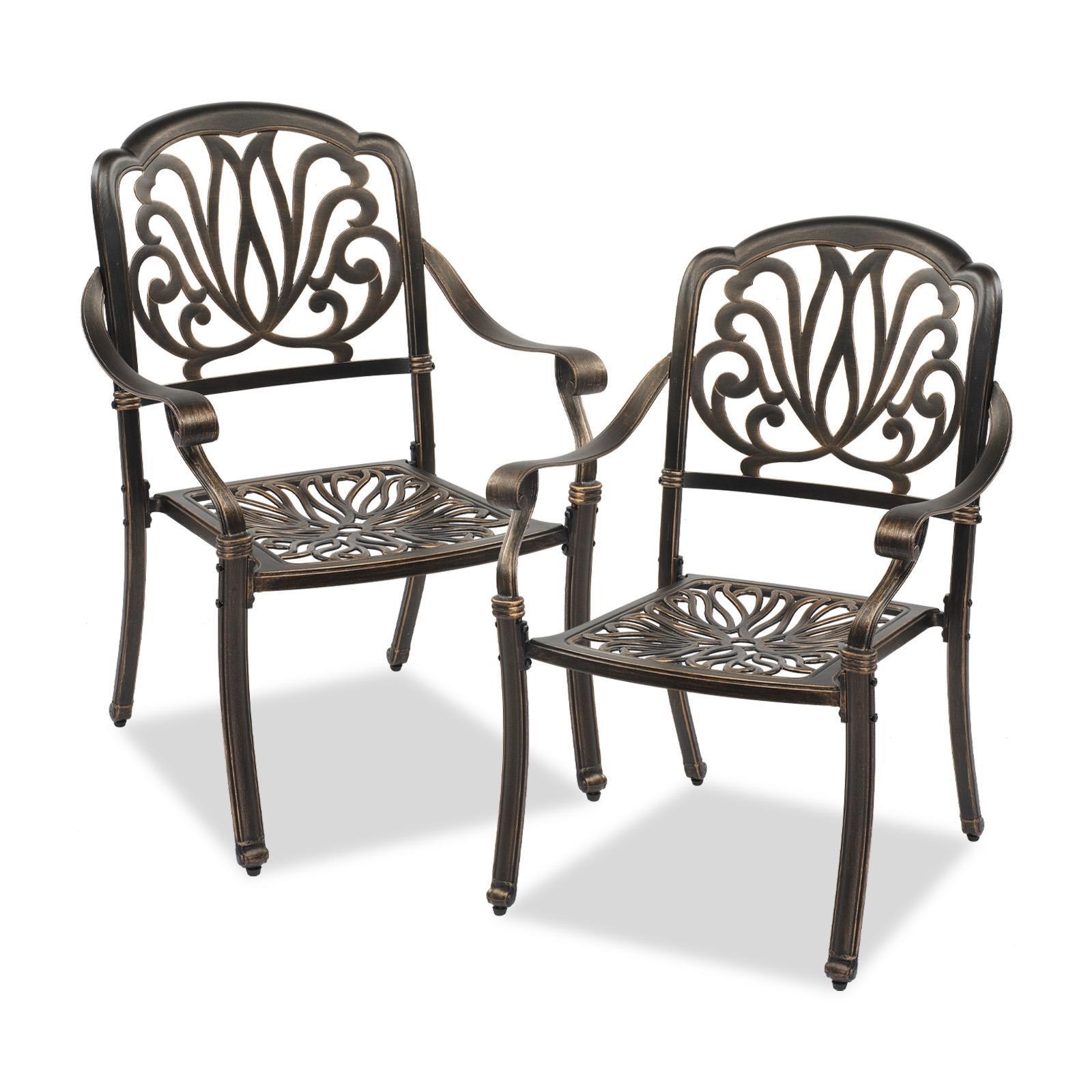 2PCS Cast Aluminum Patio Chair Bistro Dining Chair Outdoor Cast Aluminum Chair