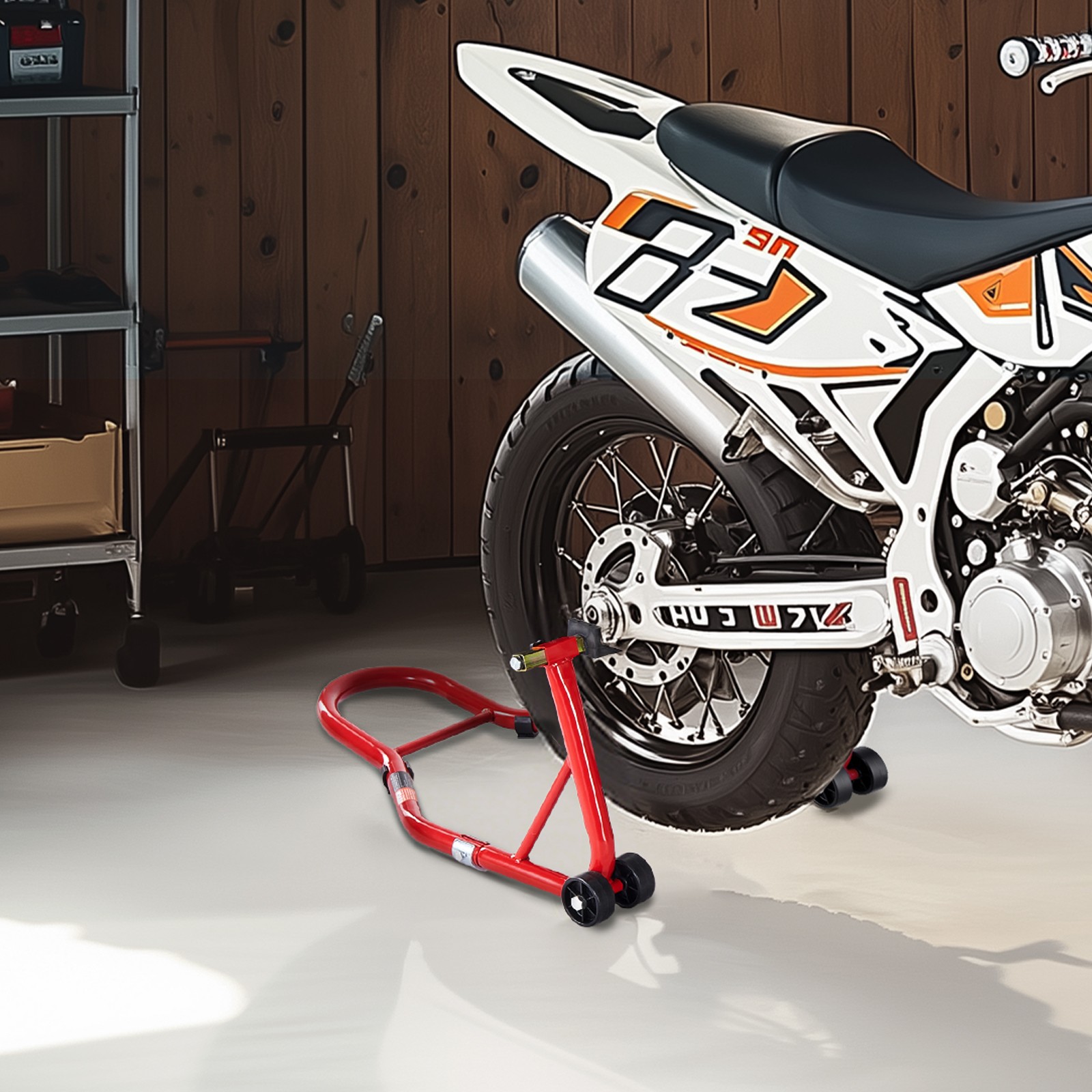 VEVOR Motorcycle Stand Lift 850 lbs Rear Wheel Spoolift Paddock Swingarm Arm Red