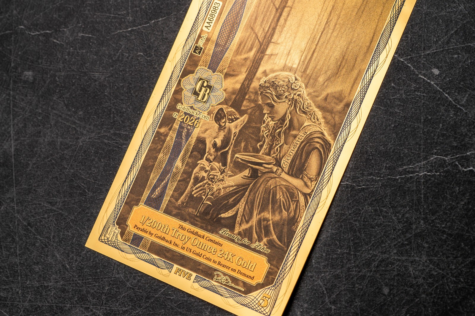 2026 - 5 IDAHO Goldback Aurum Gold Foil Note 1/200 oz 24kt .999 Fine PRESALE