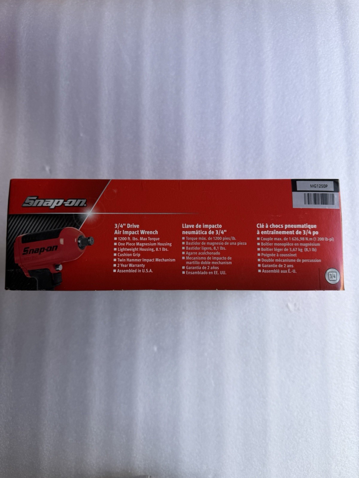 Snap On MG1250P 3/4" Drive Heavy-Duty Air Impact Wrench (Red) ( Brand New)