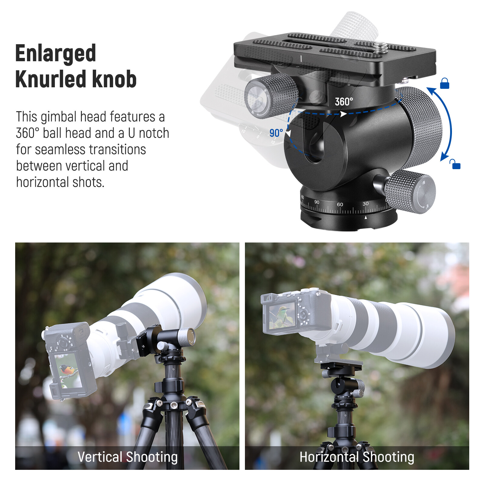 NEEWER Monopod Gimbal Head Tripod Mount for Long Telephoto Lenses GM39