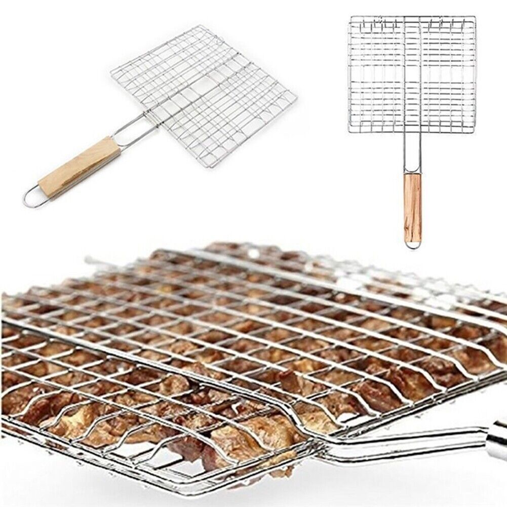 Fish Grill Basket Fish Basket for Grilling Easy Flip Stainless Steel BBQ USA