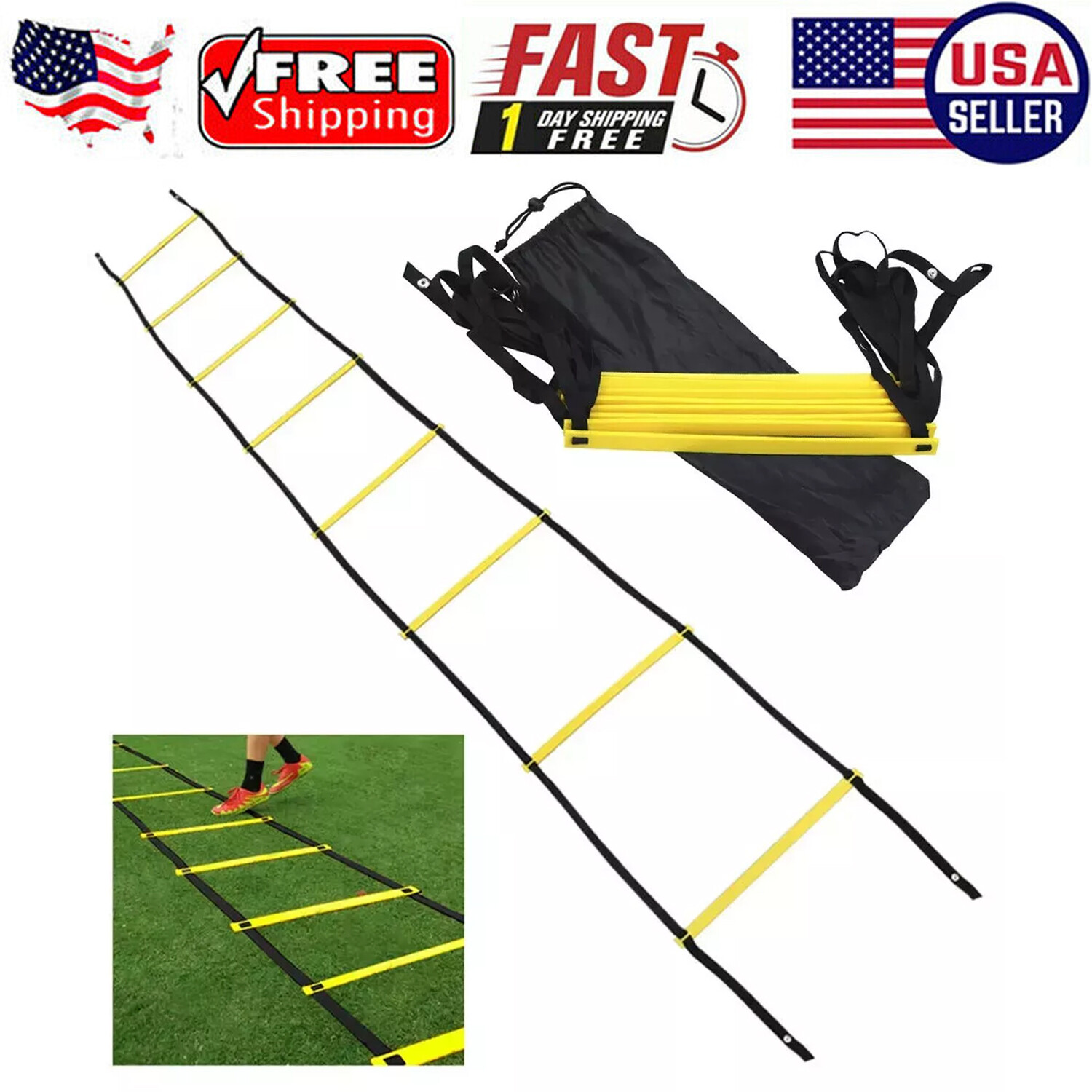 8 Rung Agility Speed Training Ladder Footwork Fitness Football Workout Exercise