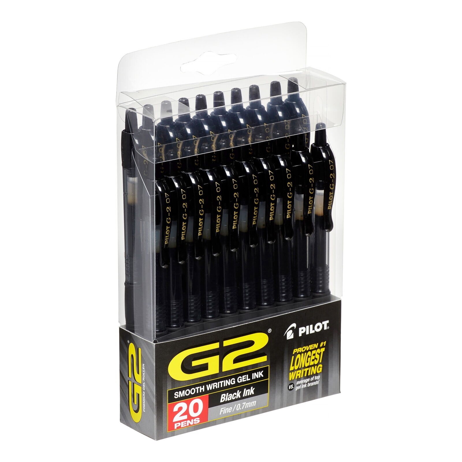 Pilot G2 Retractable Gel Ink Pens Fine Point Black 0.7mm 20 Count FREE SHIPPING