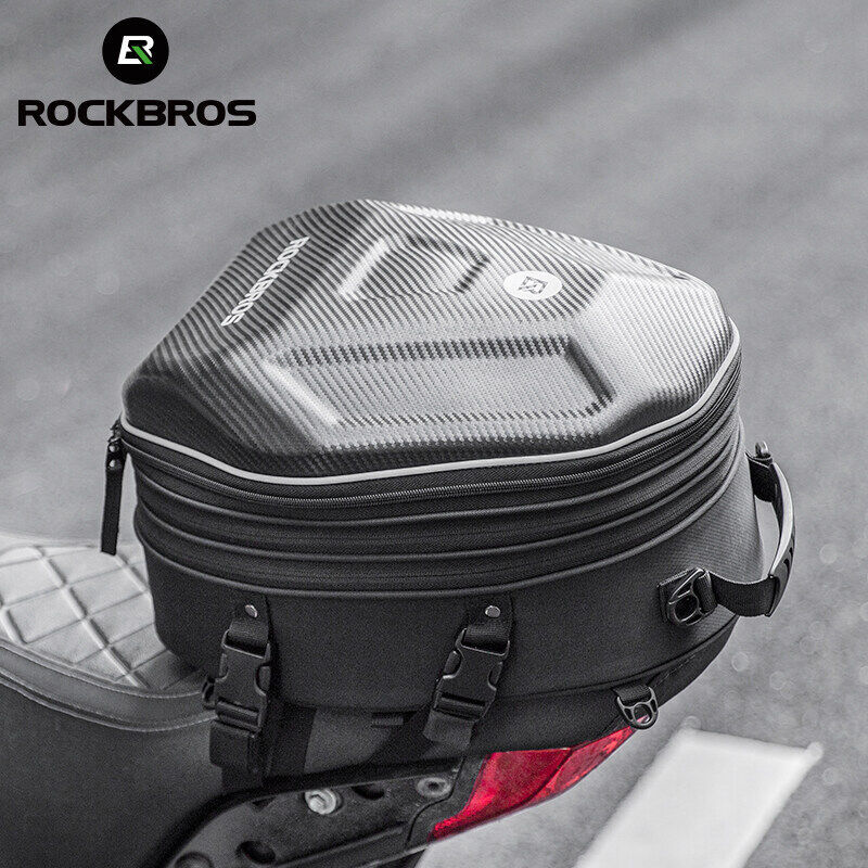 ROCKBROS Rear Bag Waterproof Hard Shell Motorcycle Expandable Durable Waterproof