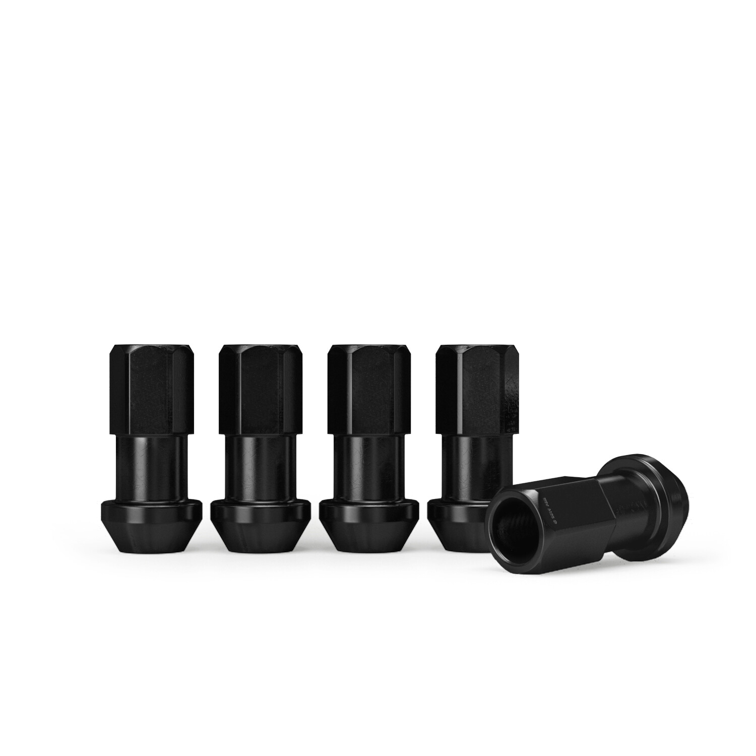 (20) 12x1.5 Black 45mm Extended Lug Nuts (1.8") Tuner Racing Cone Seat Open End