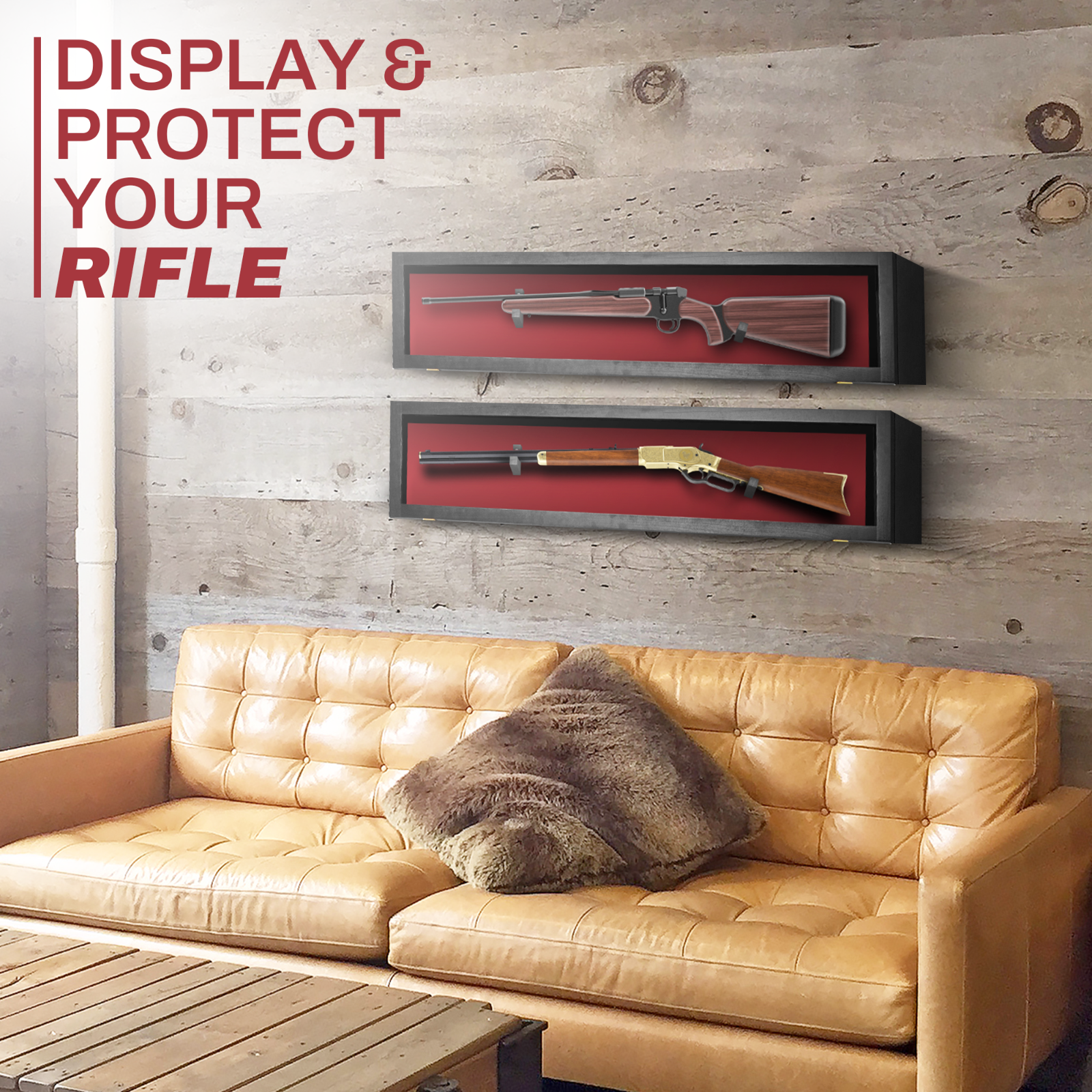 Rifle Gun Display Case Cabinet Wall Rack Replica Airsoft Civil War / USA MADE!