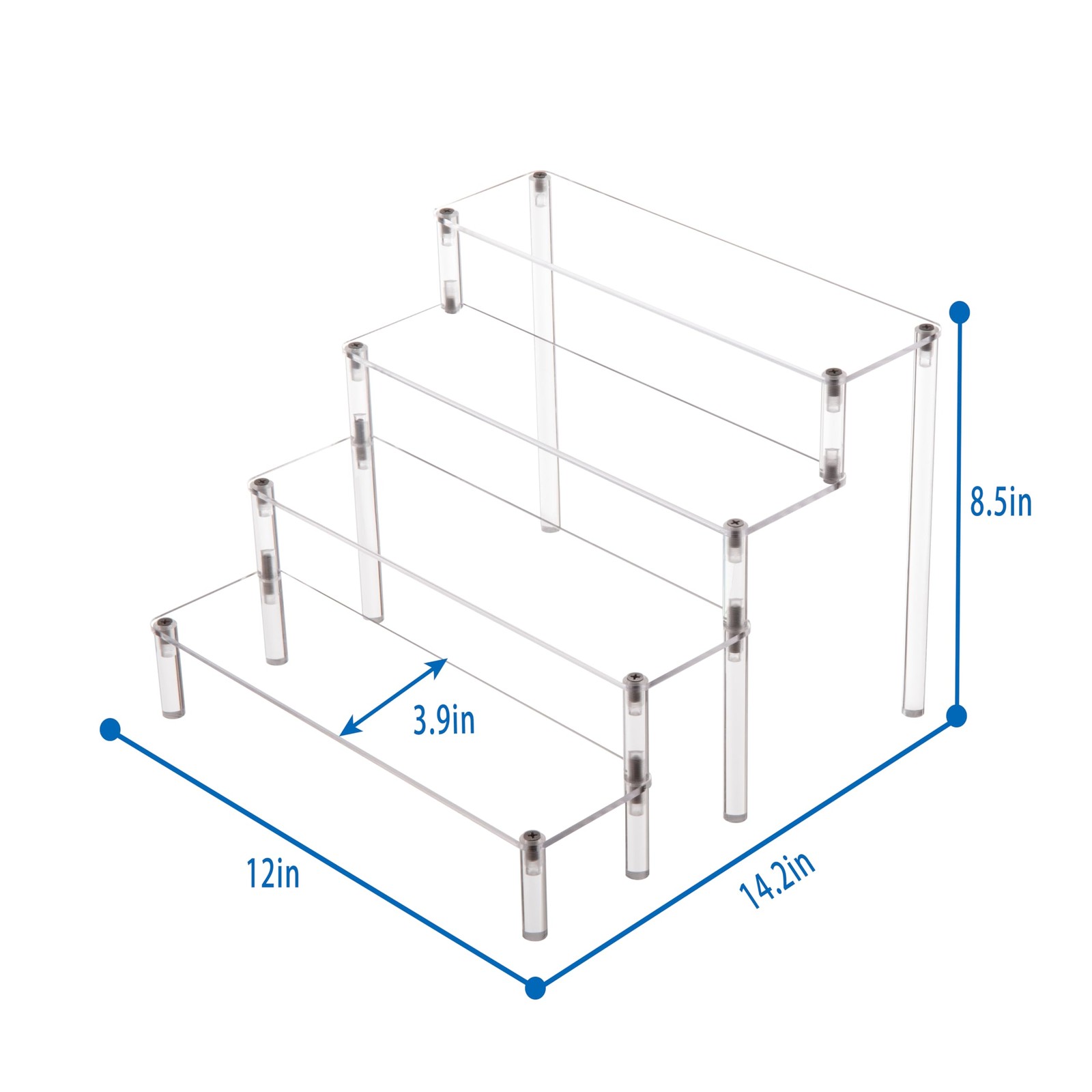 Acrylic 4-Tier Riser Display Shelf for Figurines, Desserts Holder, Collection...