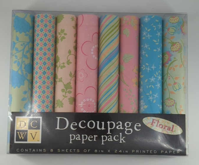 DCWV Decoupage Paper Pack Floral 8 Sheets 8" x 24" Each Printed Paper Craft New