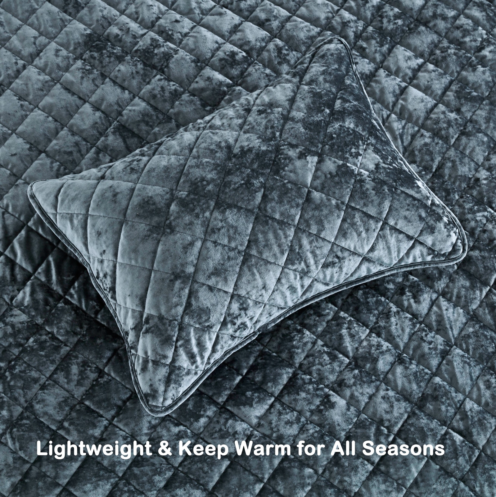 Chezmoi Collection Lux 3-Piece Diamond Stitch Plush Distressed Velvet Quilt Set