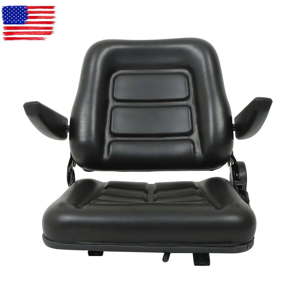 Universal Forklift Seat Fold Down Tractor Seat Adjustable Back & Armrest