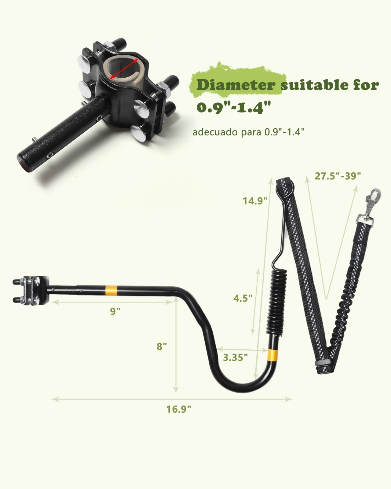 iPetba Dog Bike Leash - Hands-Free Bike Attachment for Dogs,Black