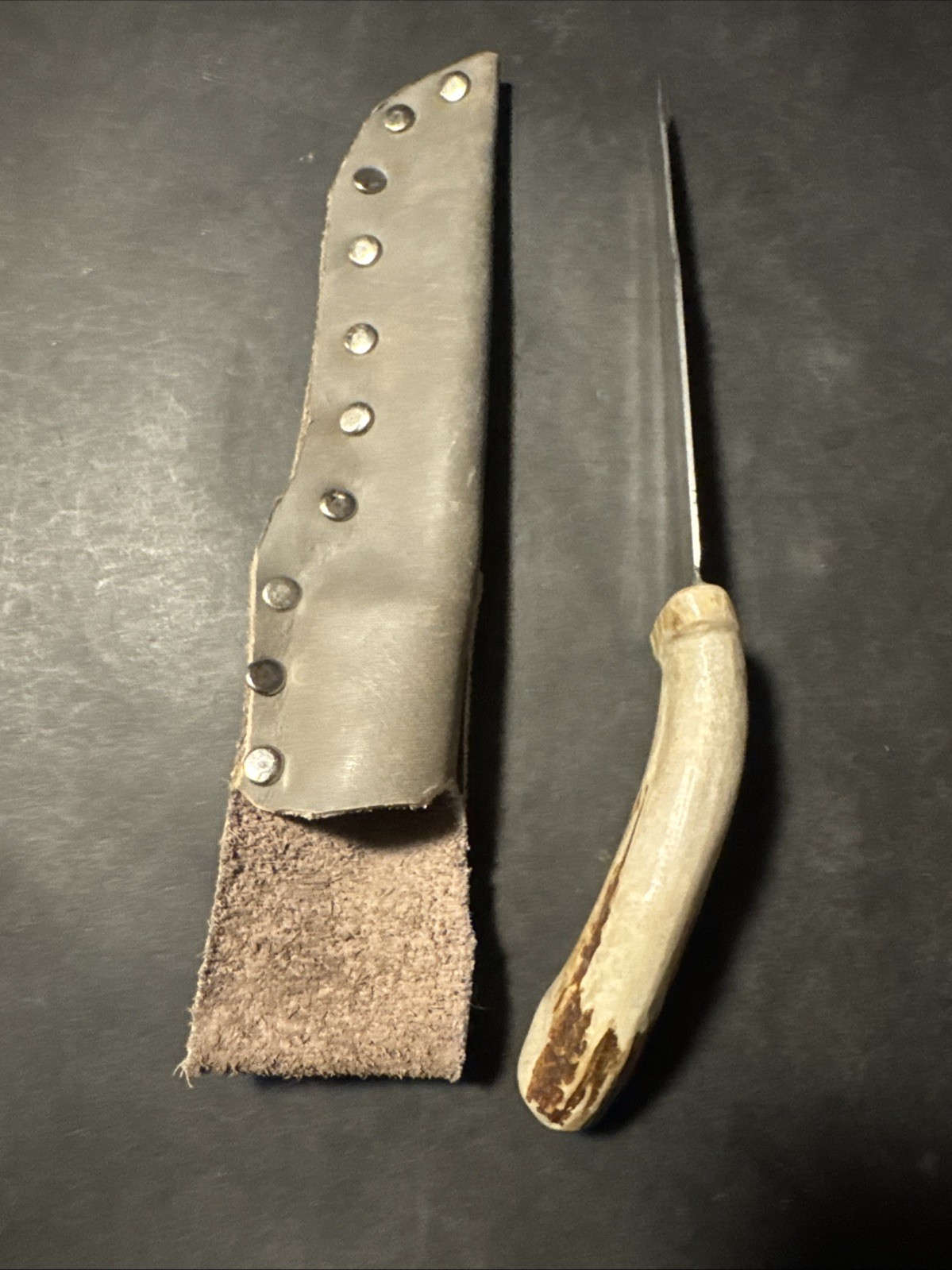 Vintage Bone Handle Antler Knife Stag Silver 6” Blade