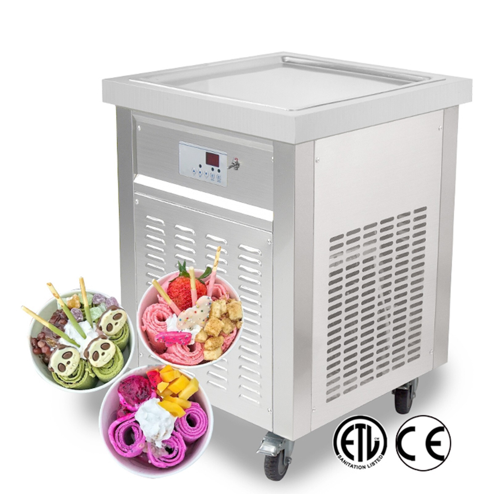 Commercial ETL 21''x21" square pan roll ice cream machine fried ice cream maker