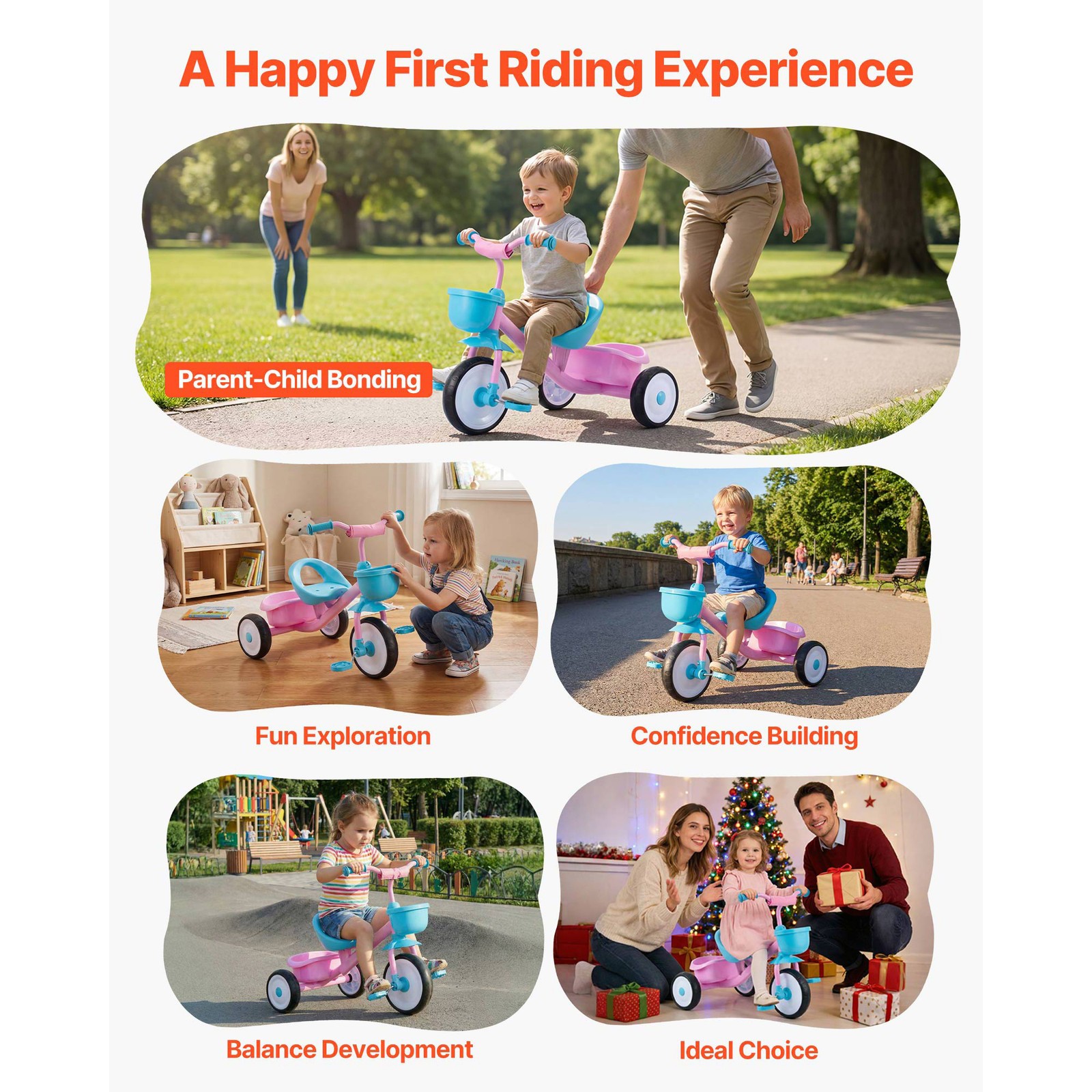 Uimoso Toddler Tricycle for Kids Ages 2-5 with Adjustable Seat