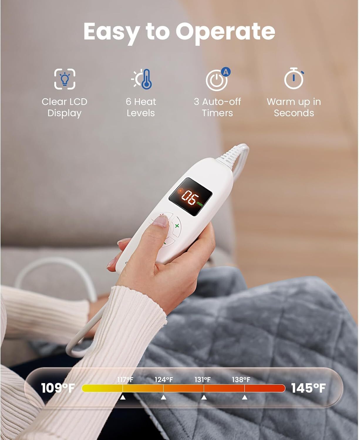 BOB AND BRAD Heating Pad with Heat Far Infrared Therapy Back Pain Relief FSA HSA