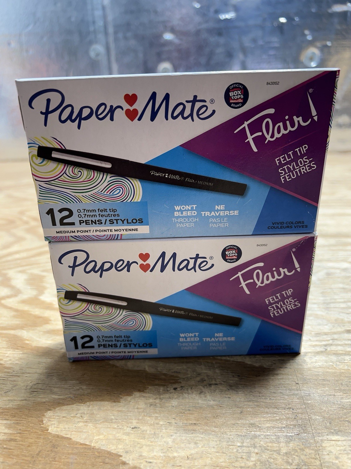 2X Paper Mate Flair Felt Tip Pens Medium Point 0.7mm Black