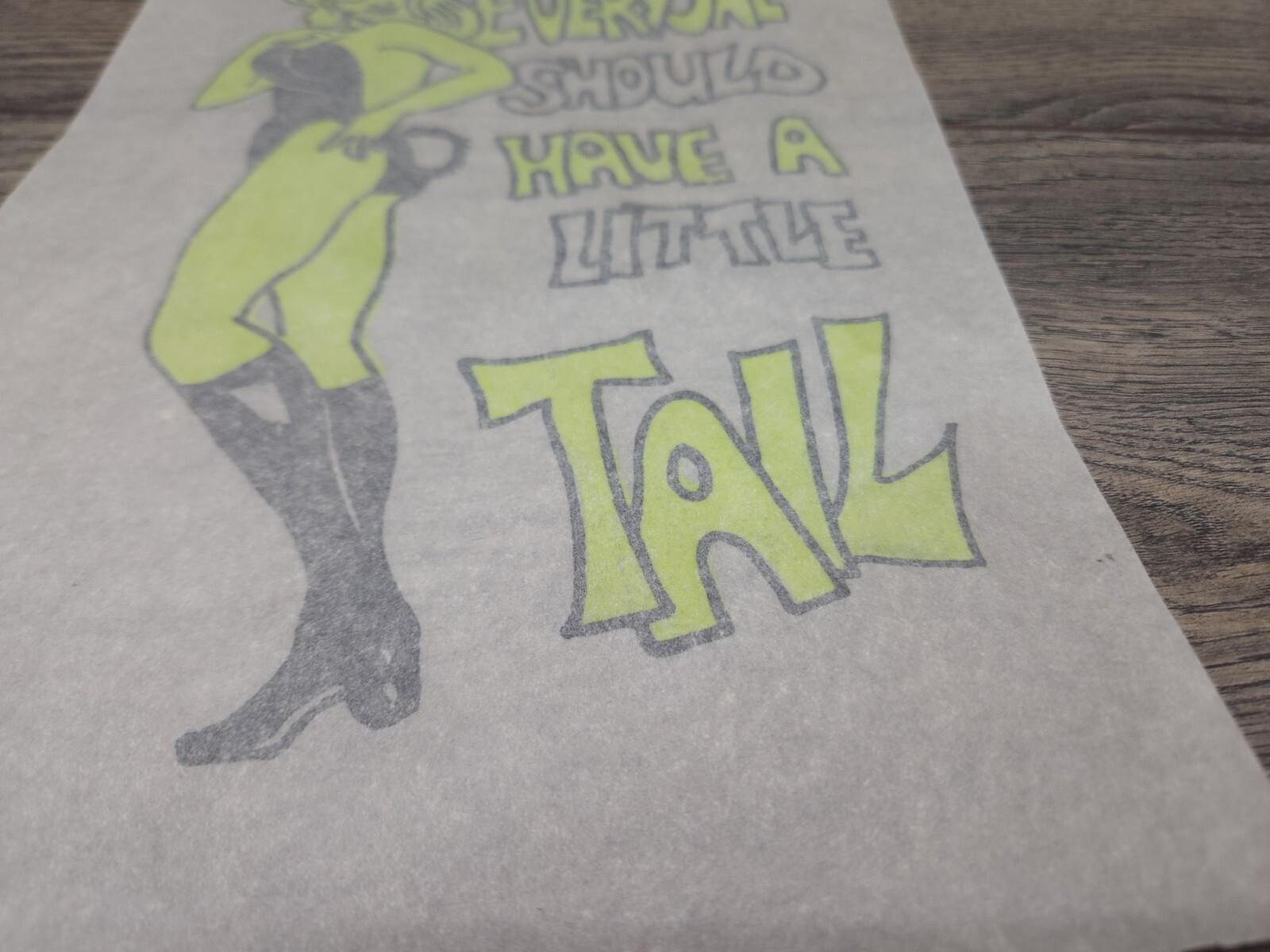 VINTAGE Sexy Girl Fun Heat Transfer Iron On Everyone Should Have A Little Tail