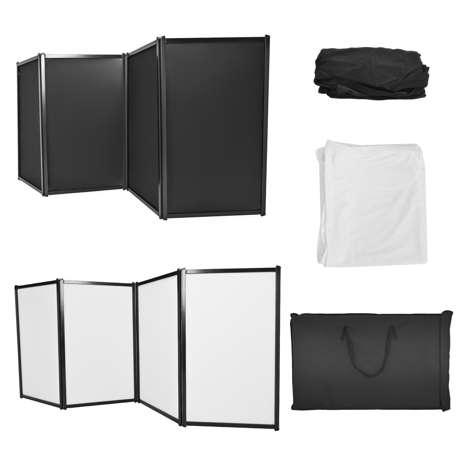 48"x 25" White+Black DJ Foldable Facade Portable Event Booth Panels w/Carry Bag