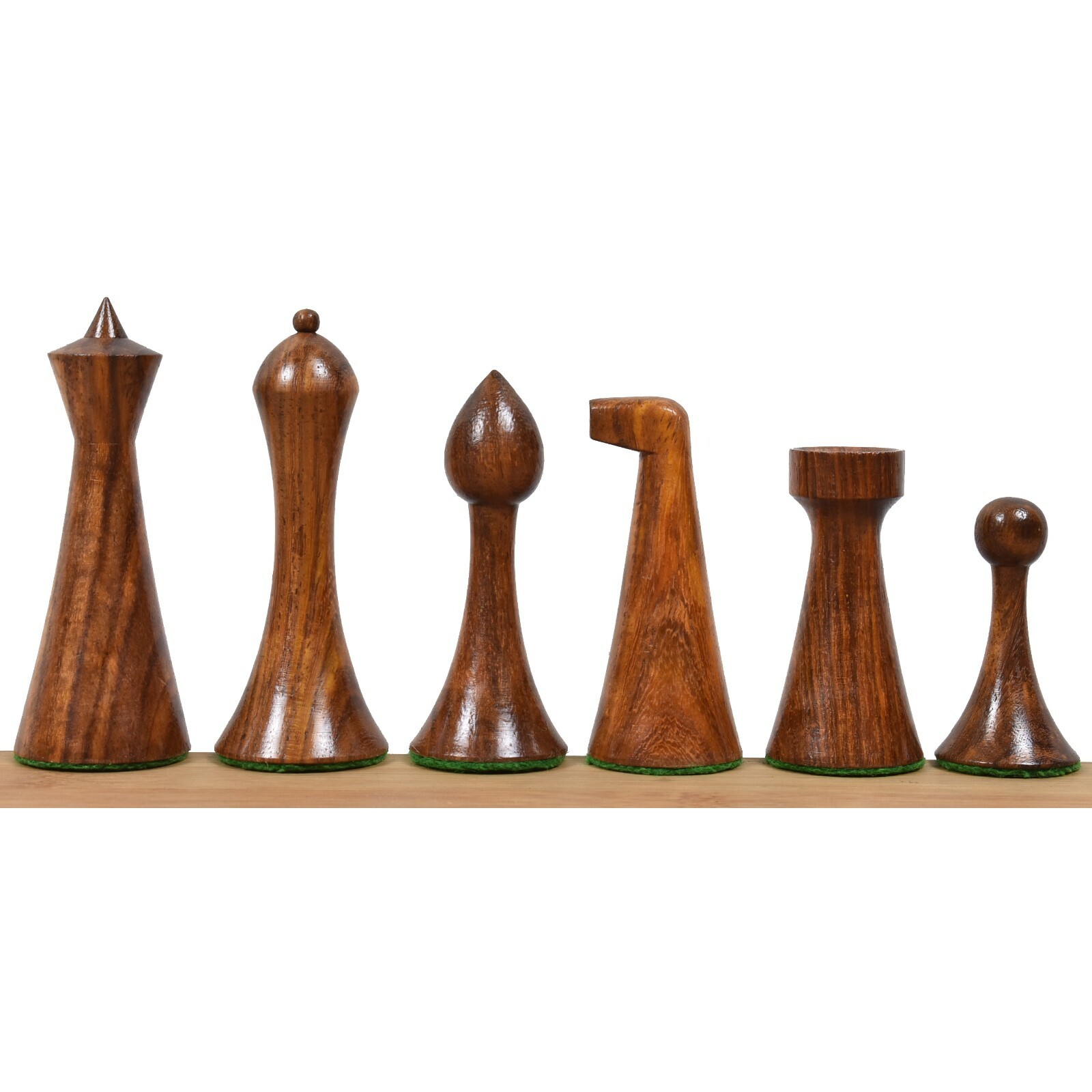 3.6" Herman Ohme Minimalist Chess Pieces Only set- Weighted Golden Rosewood
