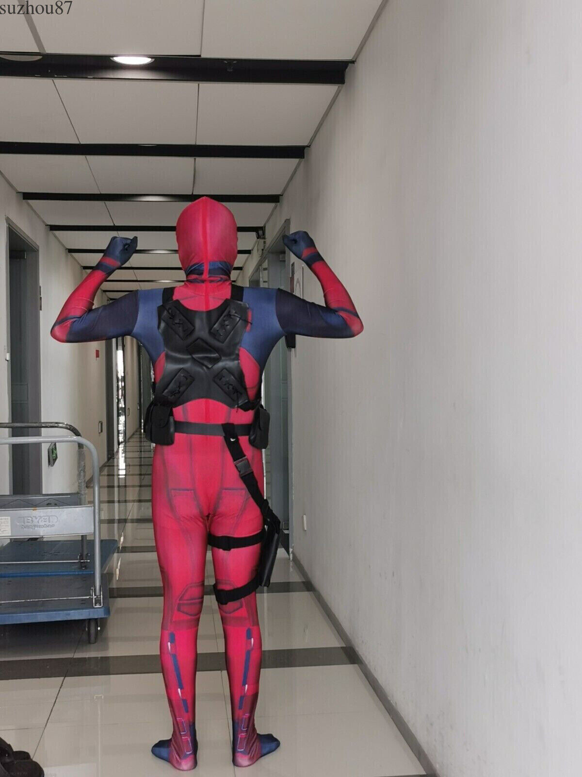 USA Kids Deadpool Halloween Cosplay Costume Jumpsuit Zentai Bodysuit Accessories