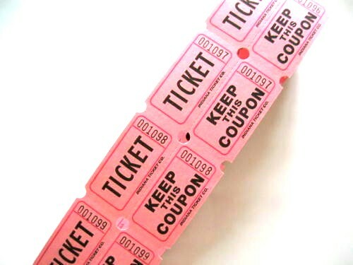 Raffle Tickets 50 Flat Double Stub 50//50 Keep This Coupon Carnival Festival