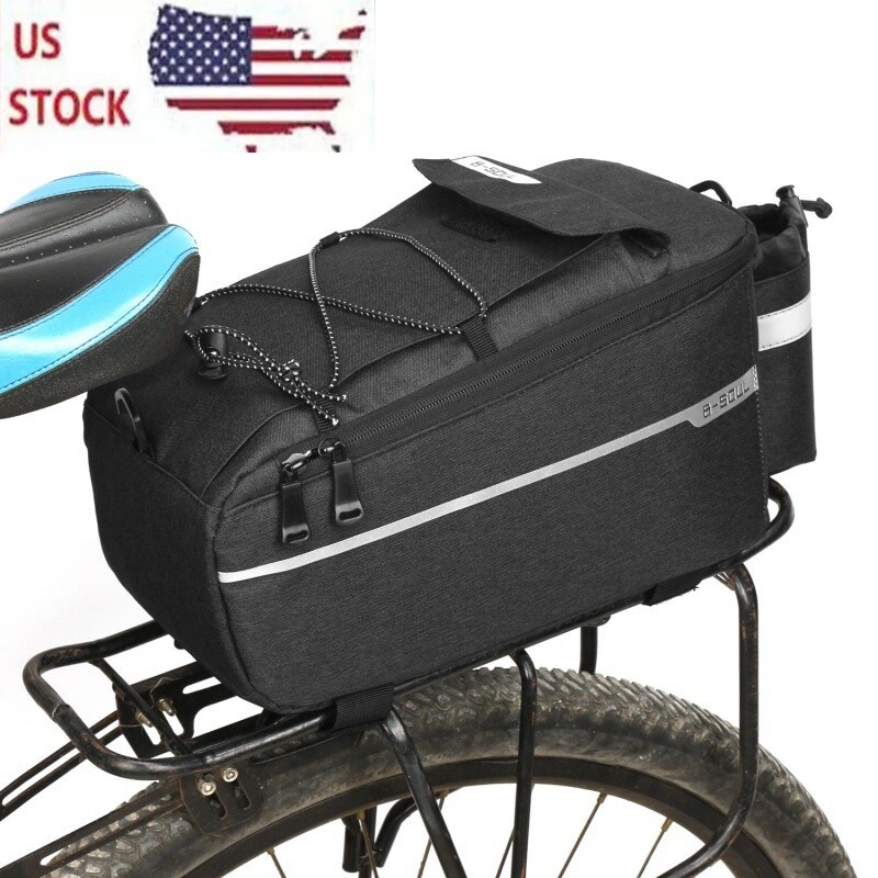 Bike Rear Rack Bag 10L Insulated Bicycle Trunk Bag Storage Luggage Cargo Bag US