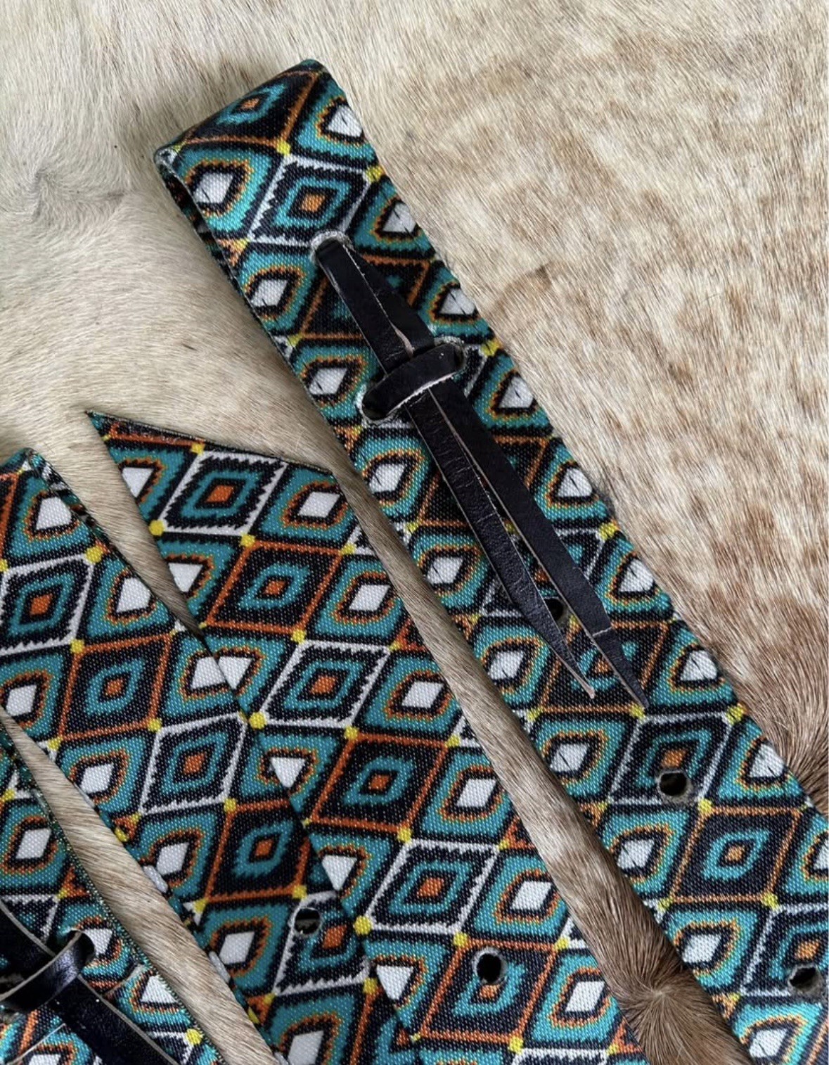 TEAL Colorful Design Nylon Western Saddle Cinch Tie Strap & Off Billet SET Tack