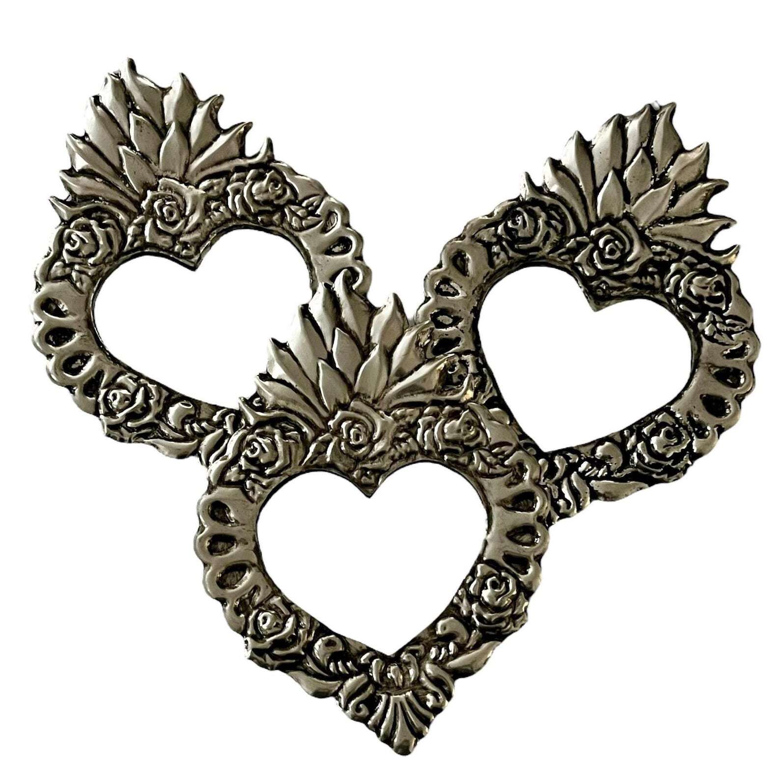 Tin HEART Mirror, Mexican Punched Tin Sacred Heart 8"