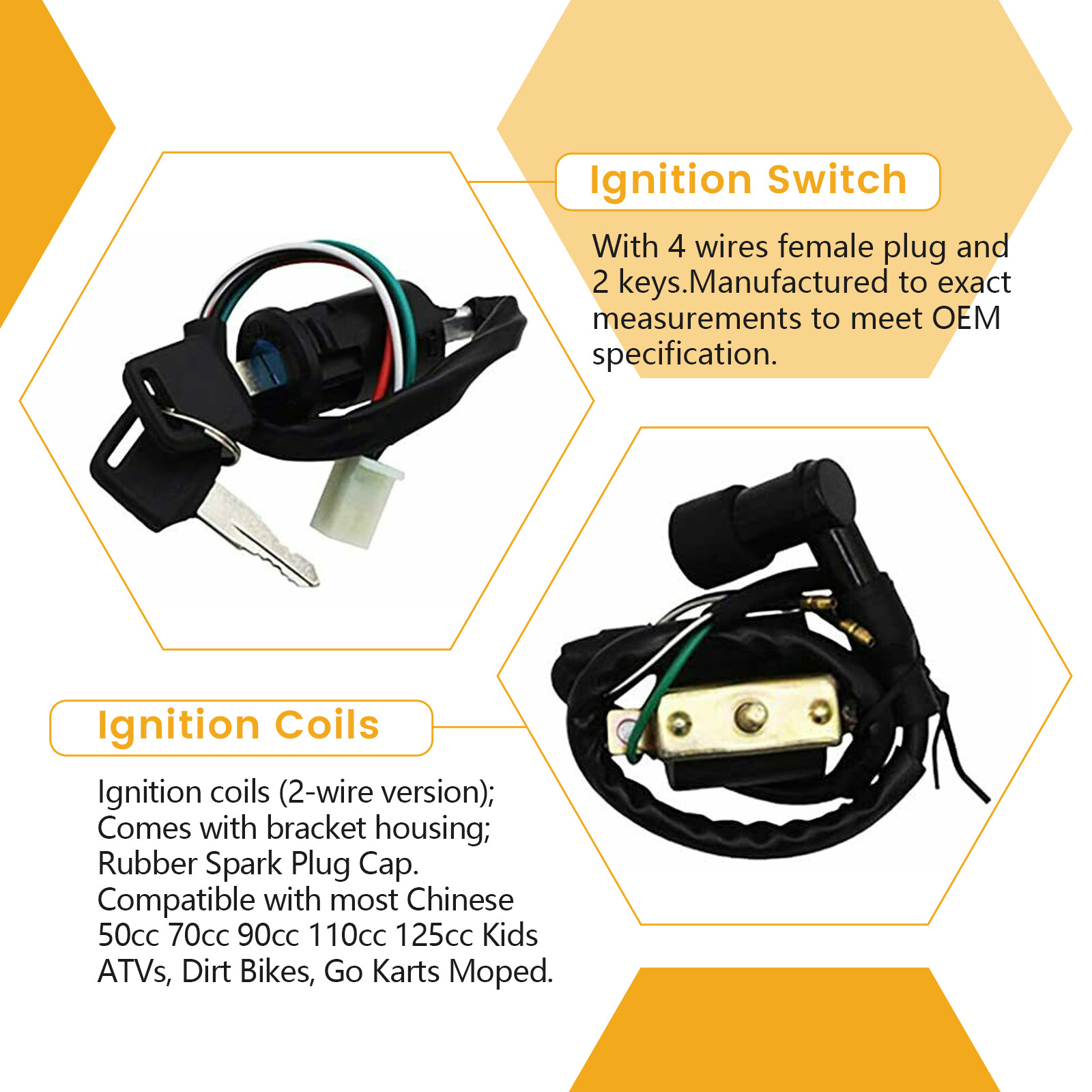 CDI Complete Wiring Harness Kit for 125cc ATV Quad 4 Wheeler Dirt Bike 110cc