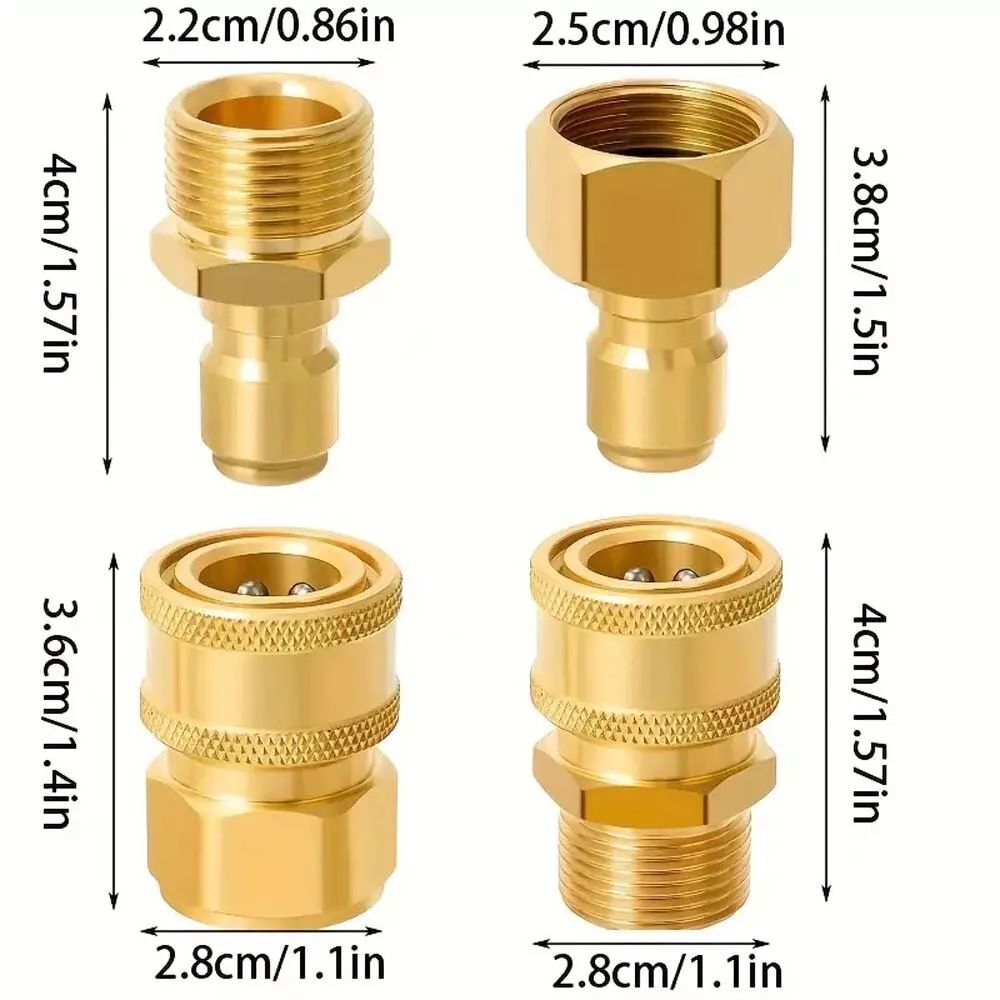 4x Pressure Washer Adapters Set Quick Disconnect Kit M22 Swivel to 3/8'' Connect