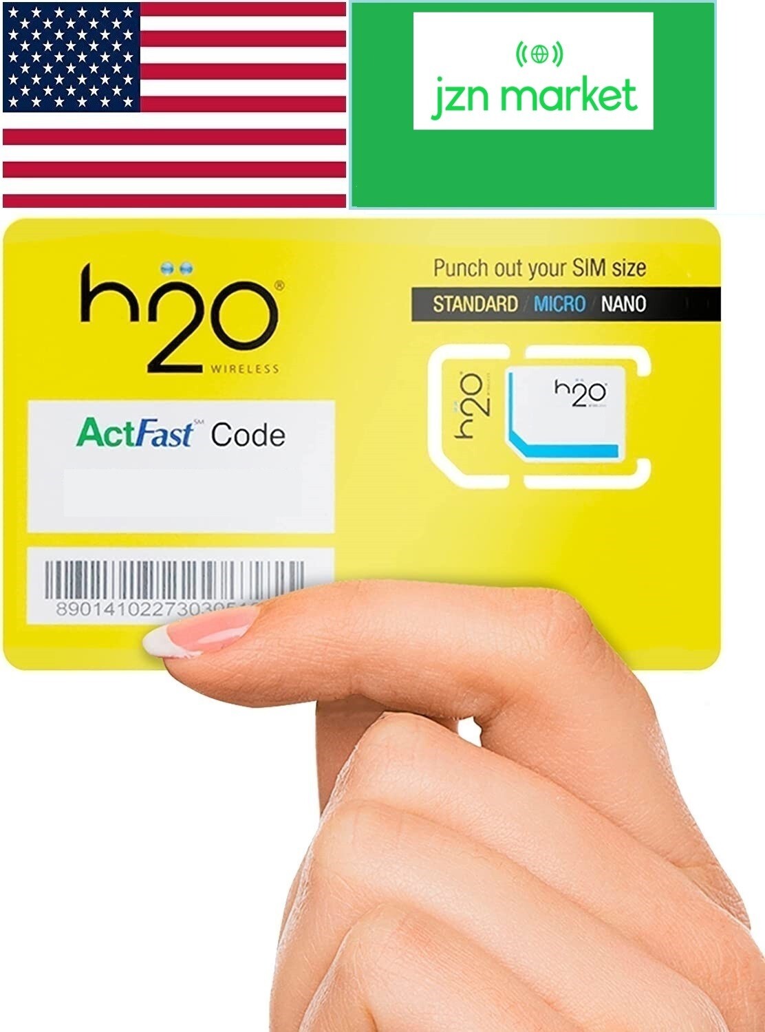 H2O Wireless SIM Card 3 in 1 Standard / Micro/ Nano Sizes Select Your Plan