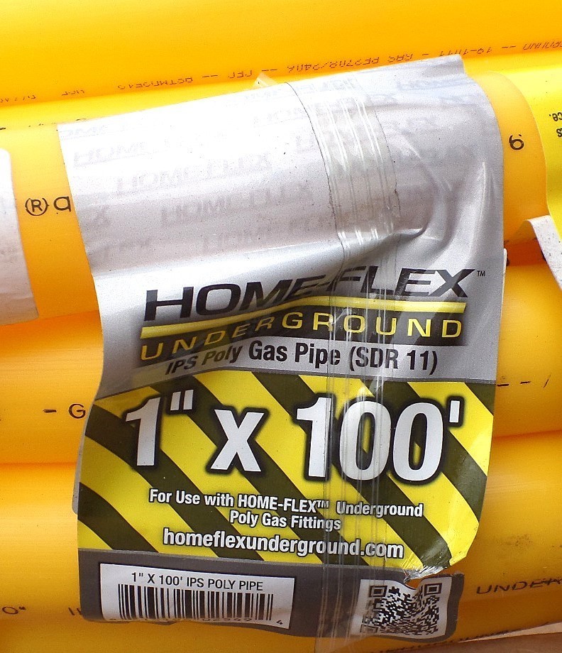 HOME-FLEX YELLOW UNDERGROUND 1" IPS KIT 100FT PIPE, 2XCOUPLERS, 2XMETER RISERS