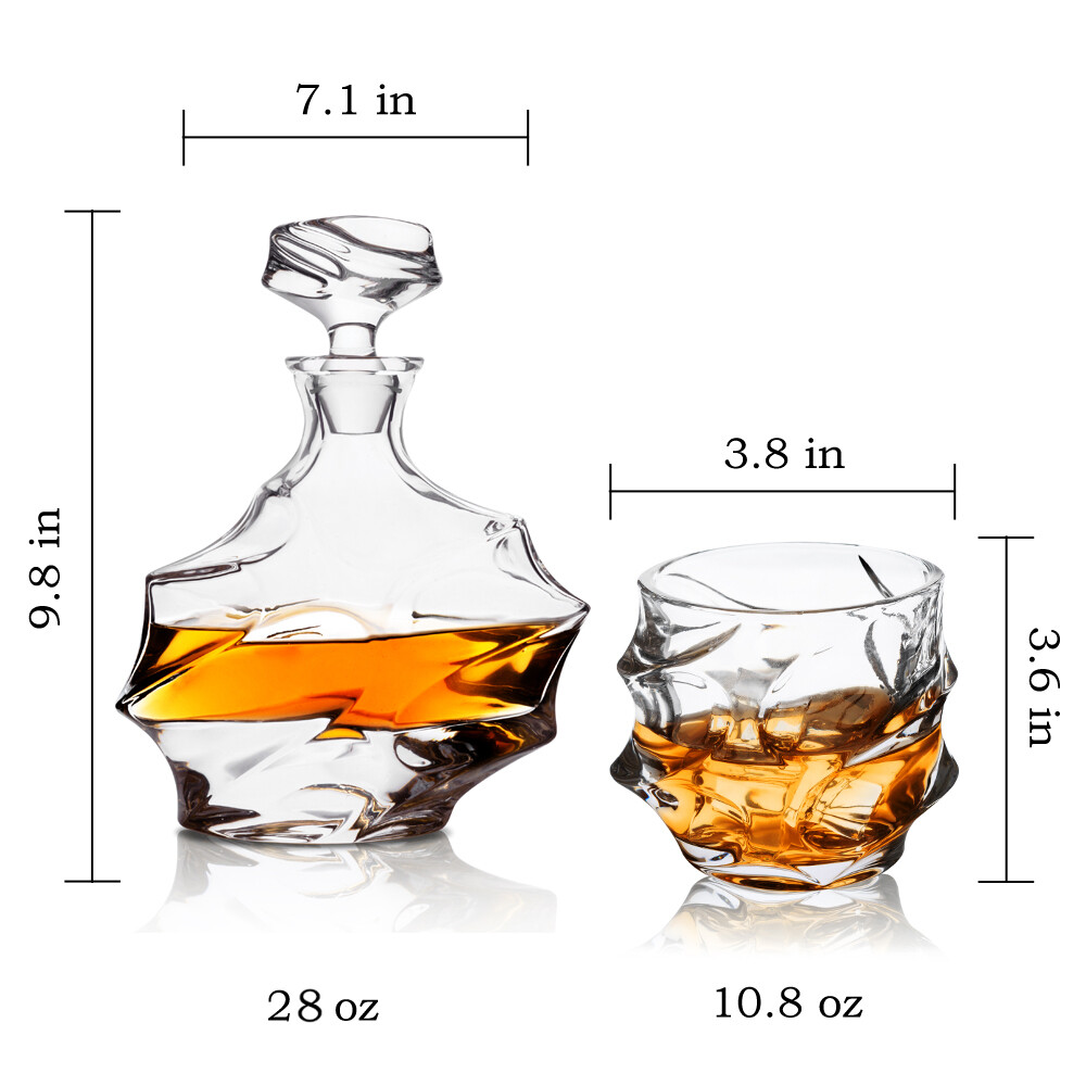 KANARS Whiskey Decanter Set w/ 4 Bourbon Glasses Liquor Vodka Bottle Dad Gift