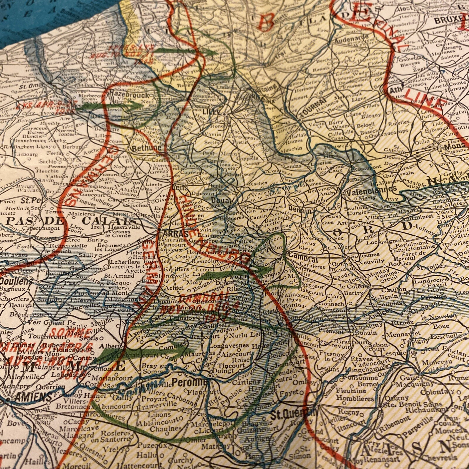 World War Map Battleground Liberty Keystone View Belgium France Germany 19x23
