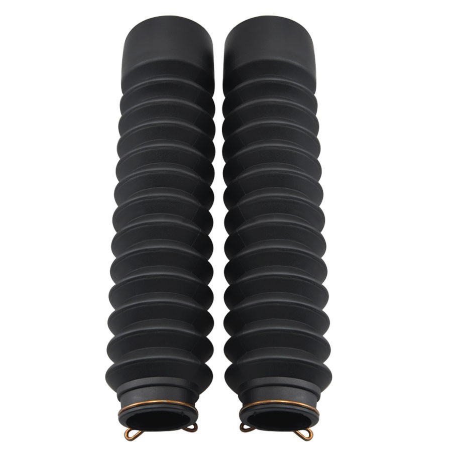 2x Universal Motorcycle Front Rubber Fork Boots Shock Absorber Dust Cover Black