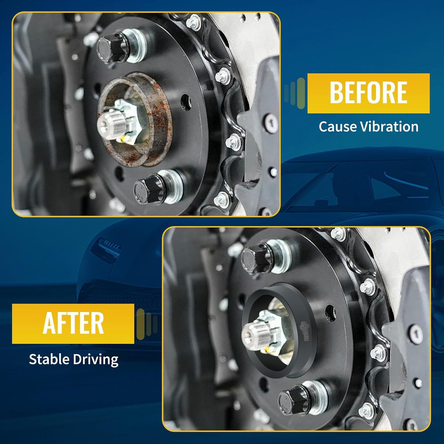 4 Pack Universal Car Hub Centric Ring, 64.1 mm ID to 73.1 mm OD Centerbore, Alum