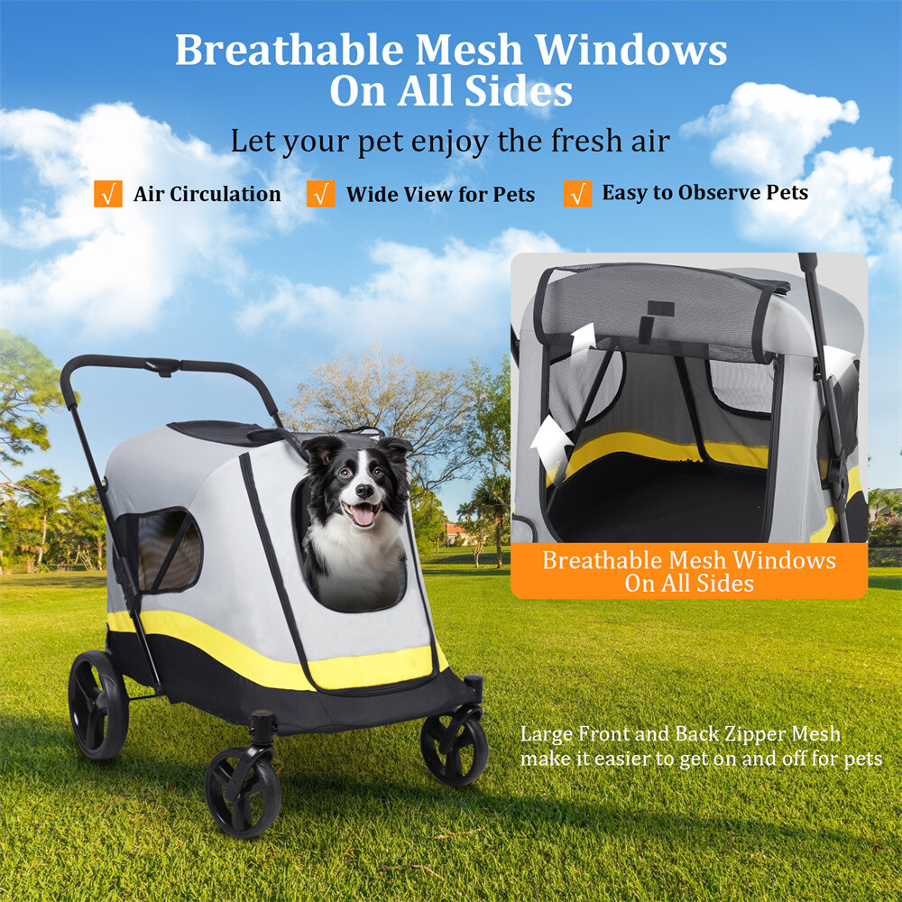 Premium 3-in-1 Pet Stroller for Small/Medium Dogs Cats One-click Folding Handle