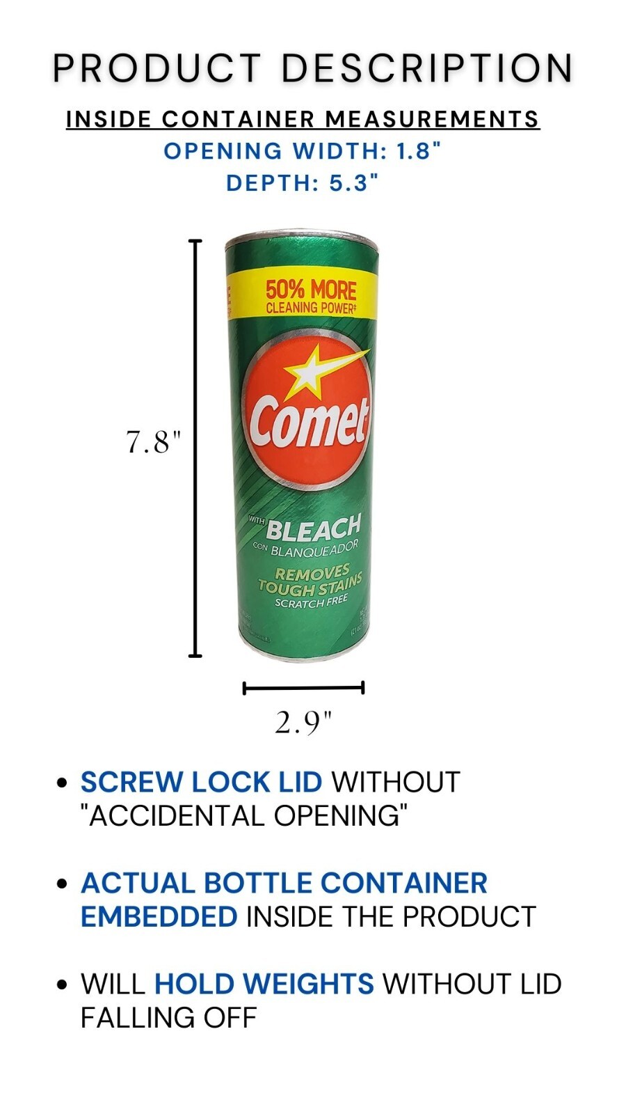 Comet Diversion Safe Stash Can Screw Lock Hidden Compartment For Valuables