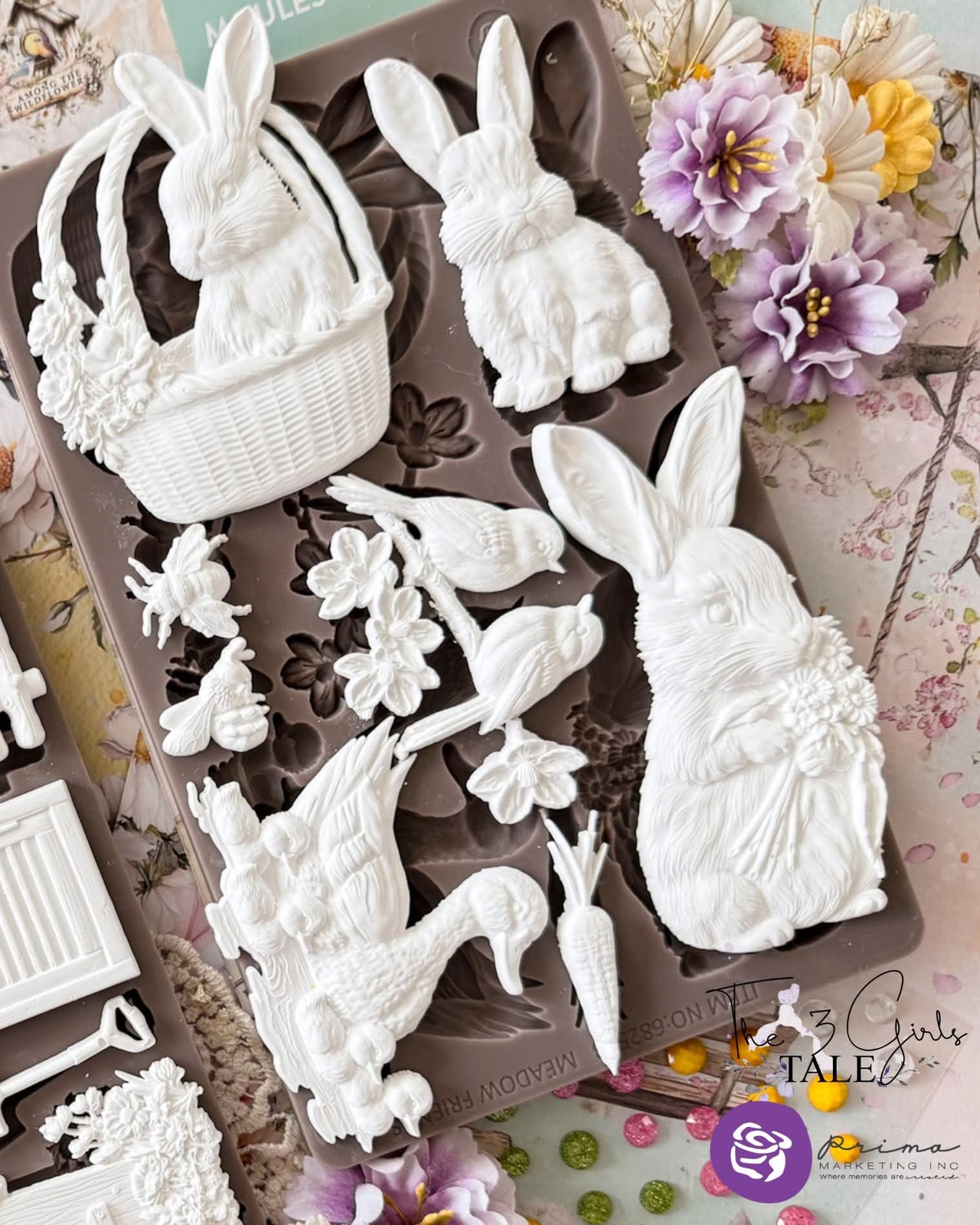 Garden Friends | 5" x 8" Silicone Craft Décor Mould | Prima Marketing
