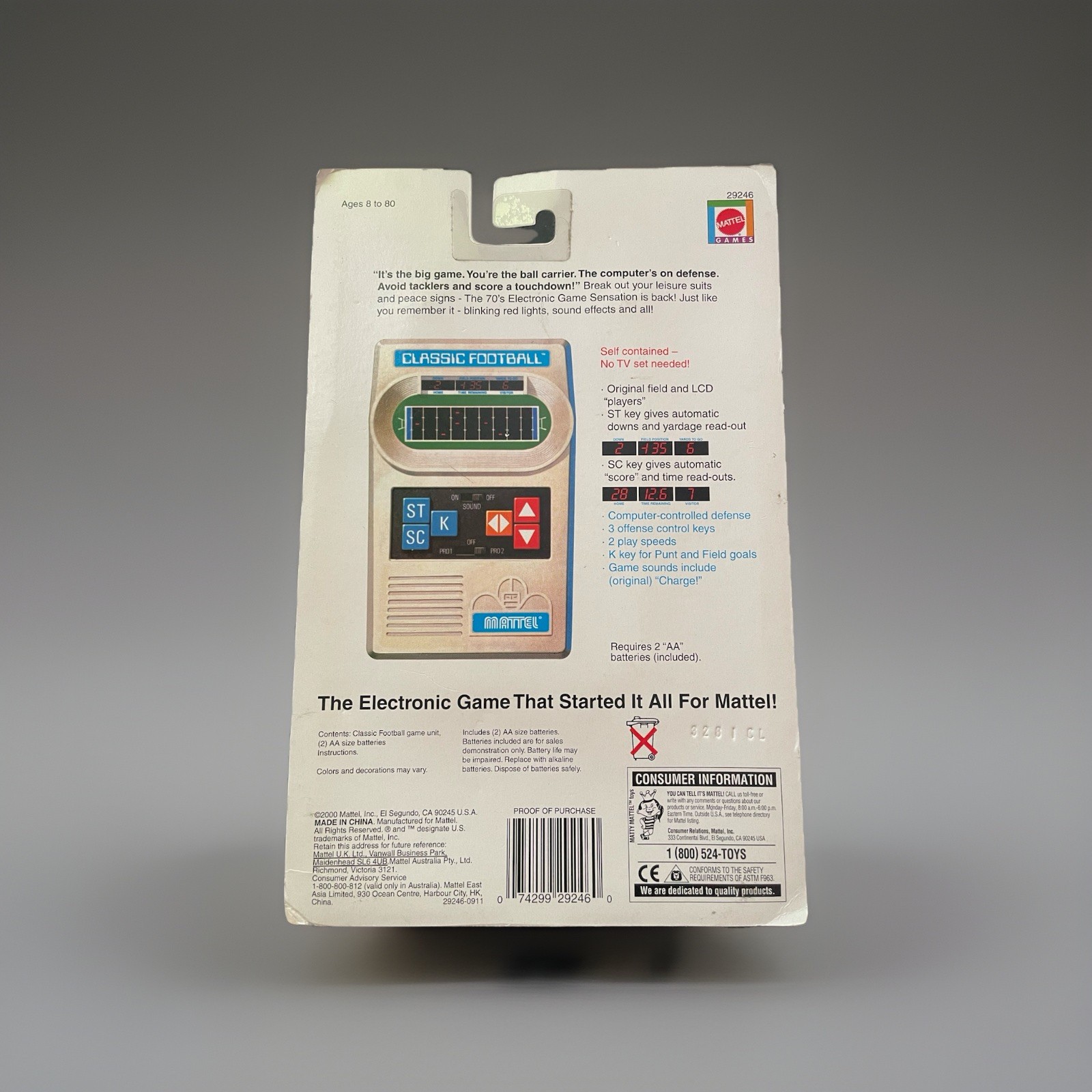 VTG 2000 Mattel Classic Football Handheld Electronic Game - New In Package