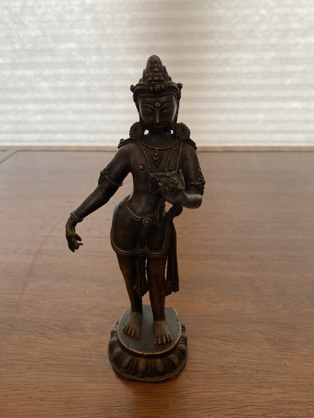 ANTIQUE Buddhist Deity Avalokiteshvara Bodhisattva Cast Bronze Sculpture 8.5"H