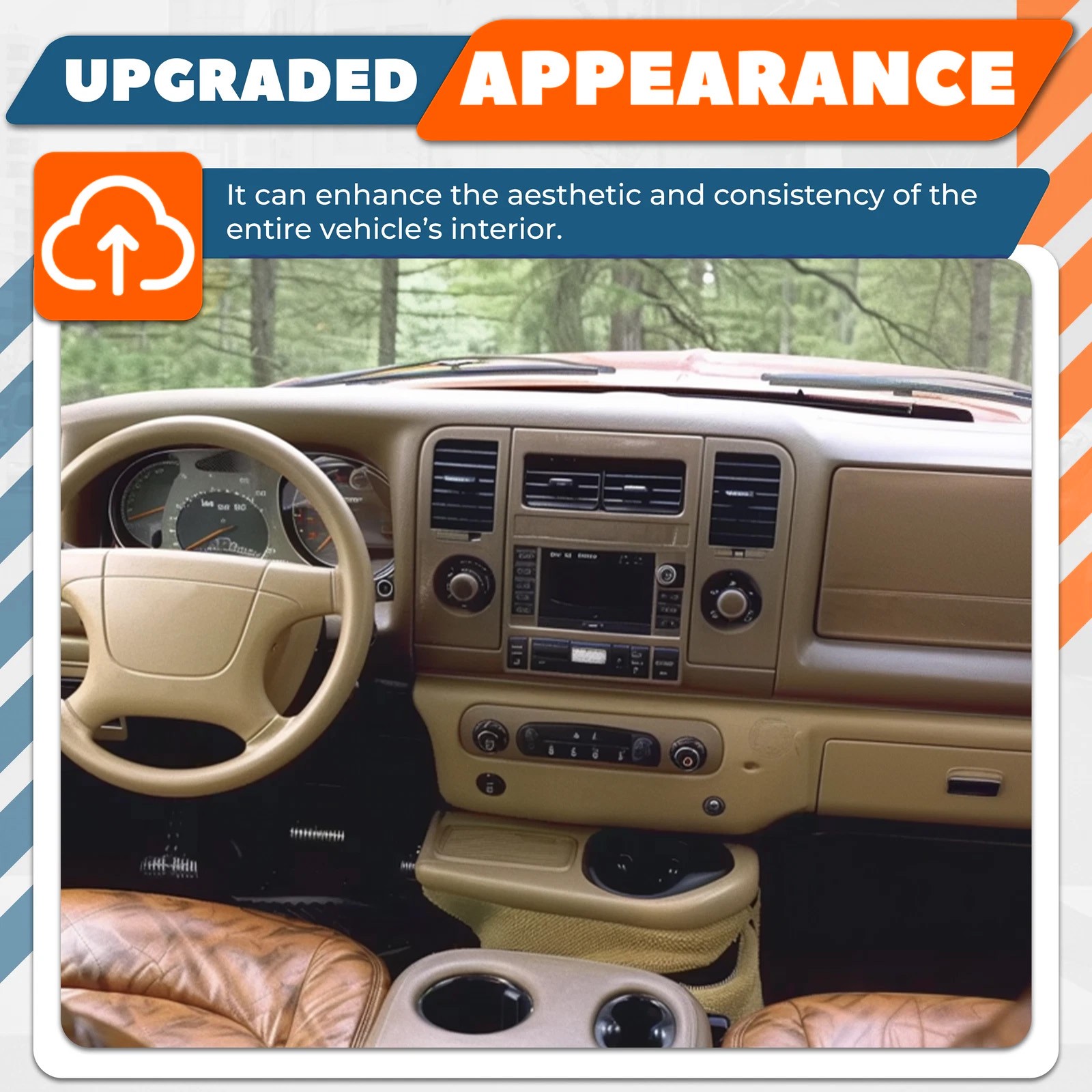 For Ford F150 Expedition 1997-2003 Brown Dash Pad Bezel +Center Dash Radio Bezel