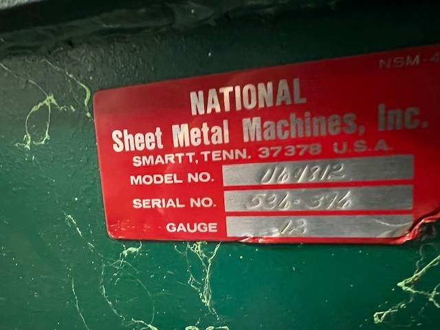 NATIONAL Box & Pan Brake - Model U4812