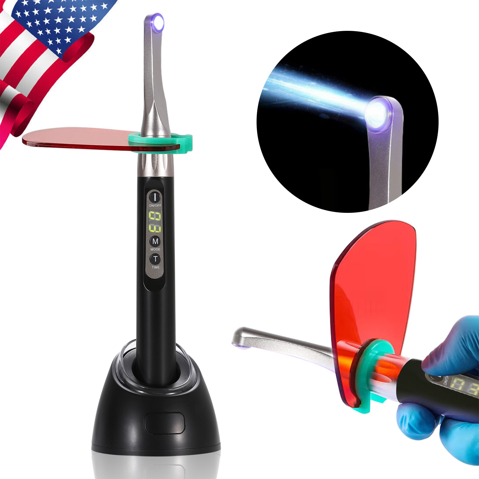 Woodpecker iLED Style Dental Curing Light Lamp 1 Sec Resin Cure 2500mw/c㎡ Black