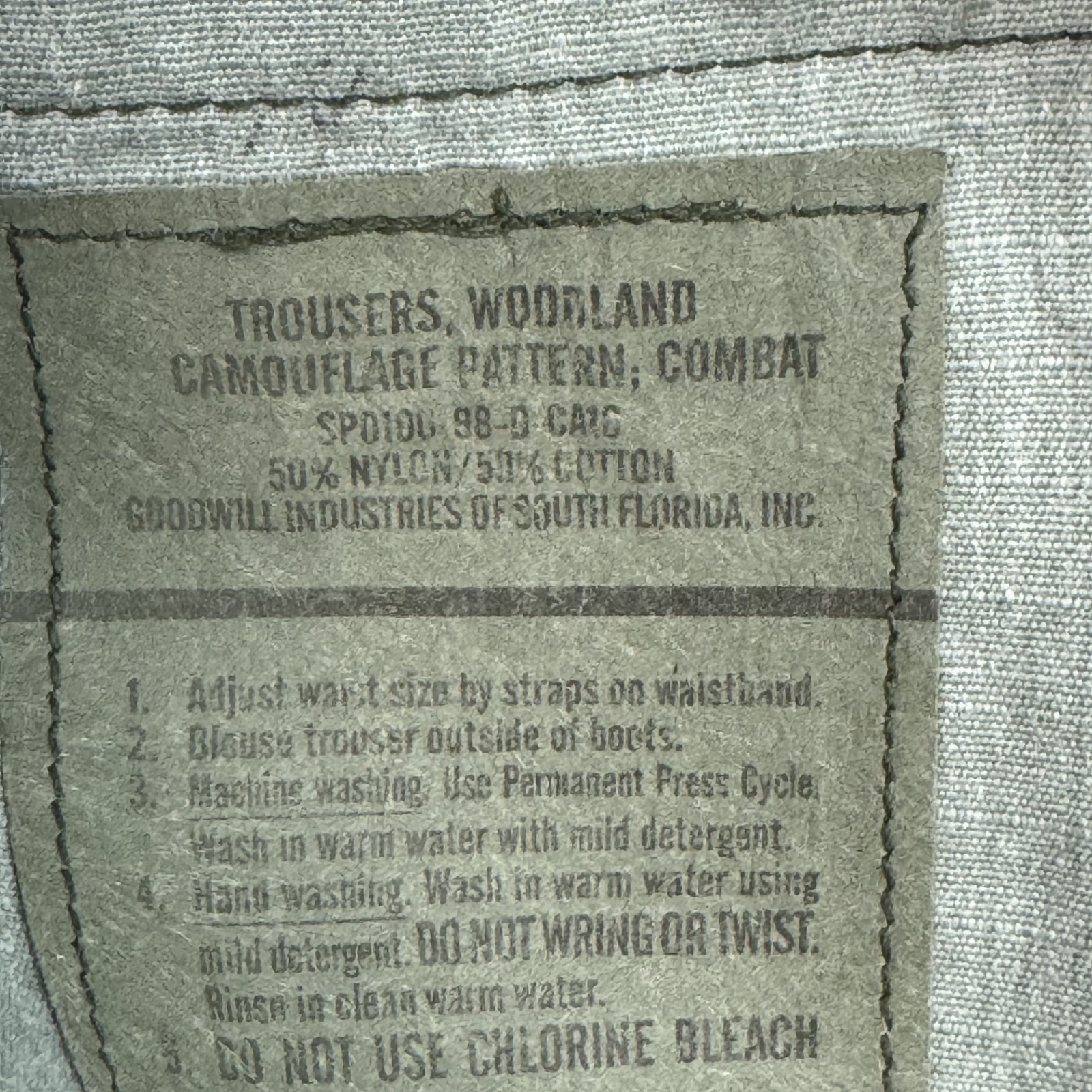 Vintage Military Pants Men 38x32 Green Camo Woodland Trouser Large Reg Distress